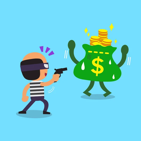 Ladrón de dibujos animados robando dinero — Vector de stock