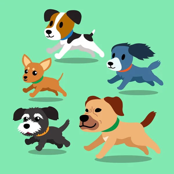 Perros de dibujos animados corriendo — Vector de stock