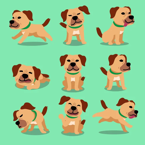 Desenhos animados cão personagem poses —  Vetores de Stock