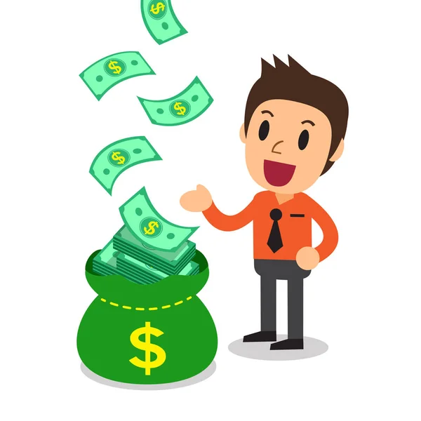 Cartoon businessman earning money — Stock Vector