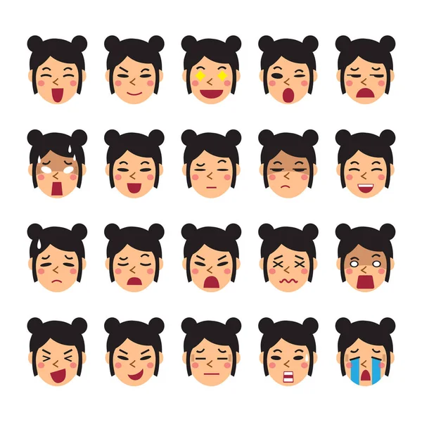 Набір жіночих облич, що показують різні емоції — стоковий вектор