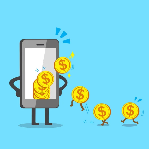 Επιχειρηματική ιδέα smartphone κινουμένων σχεδίων κερδίζουν χρήματα — Διανυσματικό Αρχείο