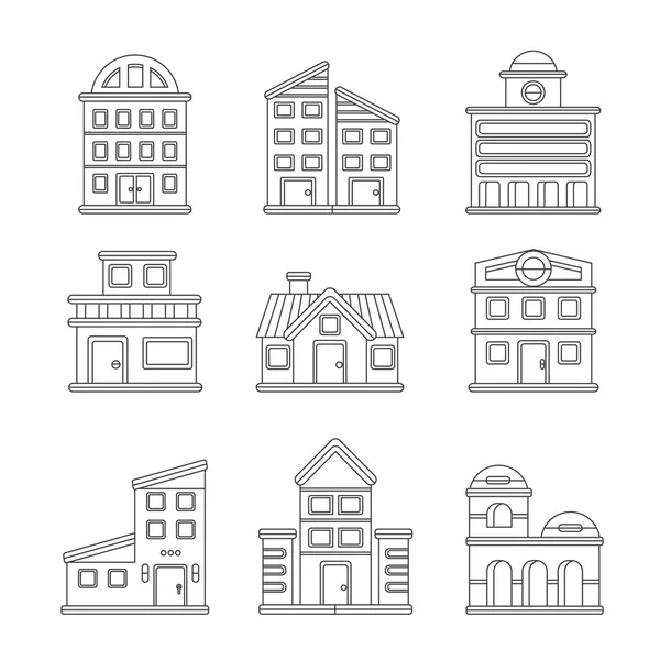 Vector gebouwen pictogrammen — Stockvector