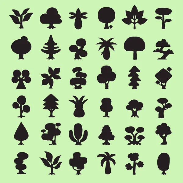 36 συλλογή σιλουέτες δέντρα διάνυσμα κινουμένων σχεδίων — Διανυσματικό Αρχείο