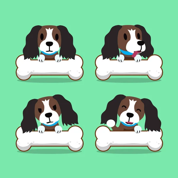 Set di personaggi dei cartoni animati cane con grandi ossa — Vettoriale Stock
