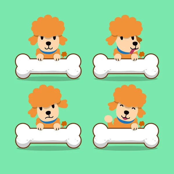 Personaggio dei cartoni animati cane barboncino con grandi ossa — Vettoriale Stock