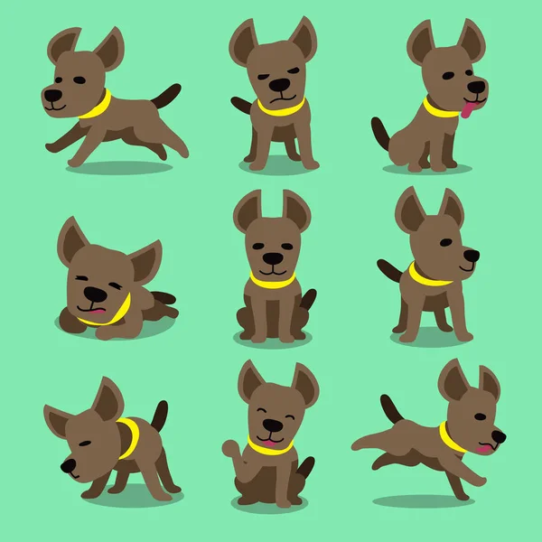 Vector personaje de dibujos animados perro poses — Vector de stock