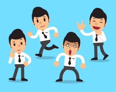 Çizgi film işadamı karakter pozlar kümesi