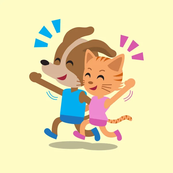 Cartoon cat and dog running — Stock Vector