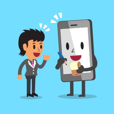 Çizgi film smartphone yardım işkadını çalışmak