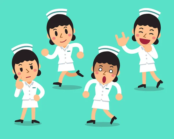 Personaje de enfermera mujer de dibujos animados posa — Archivo Imágenes Vectoriales