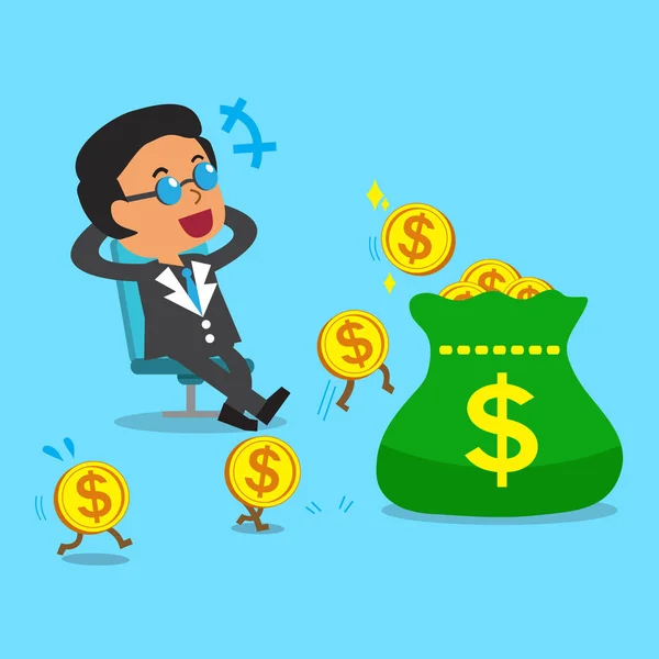 Business concept cartoon business boss earning money — Stock Vector