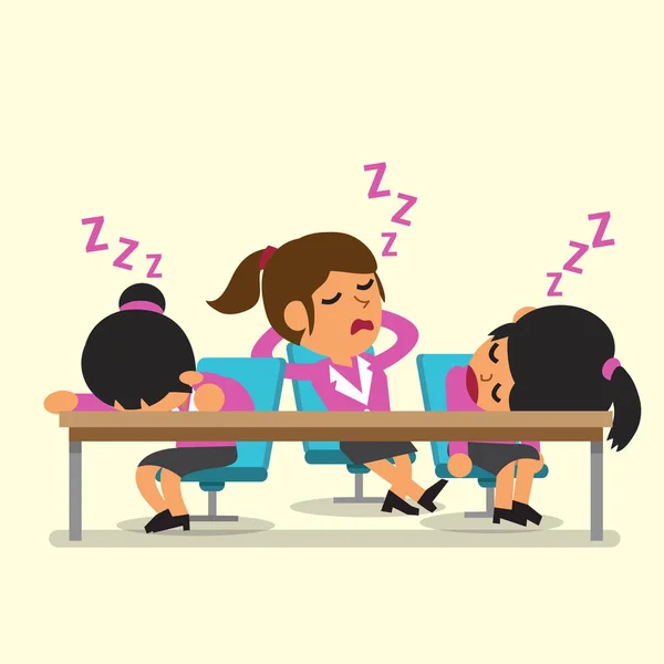 Cartoon business team di donne addormentate — Vettoriale Stock