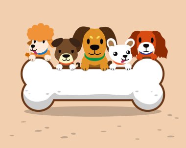 Çizgi film köpekler ve büyük kemik işareti