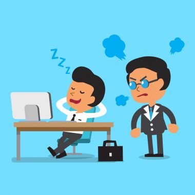 Çizgi film işadamı ofisinde uykuya dalmak