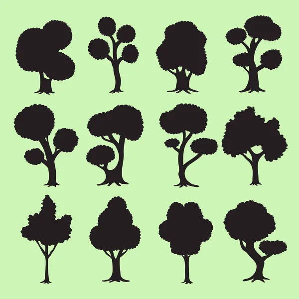 Συλλογή σιλουέτες δέντρο — Διανυσματικό Αρχείο