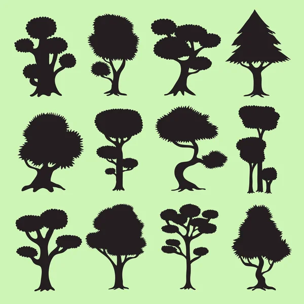 Δέντρο σιλουέτες σύνολο — Διανυσματικό Αρχείο