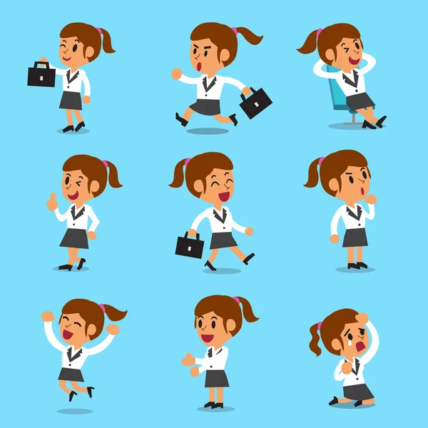 Cartoon businesswoman character poses — Stock Vector