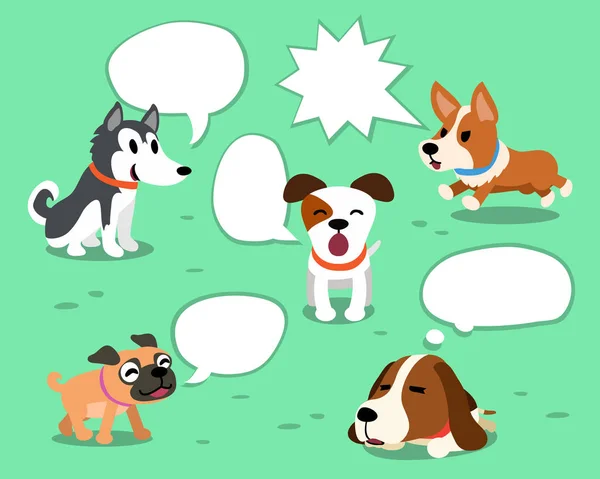Perros de dibujos animados con burbujas de habla blanca — Vector de stock