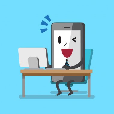 Bir insan gibi çalışma iş kavramı karikatür smartphone