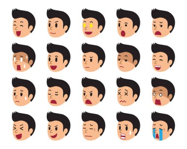 Gösteren farklı duygular bir adam dizi Karikatür yüzler