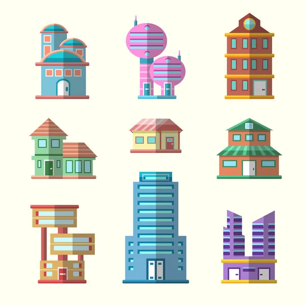 Modern flat vector buildings collection — Stock Vector