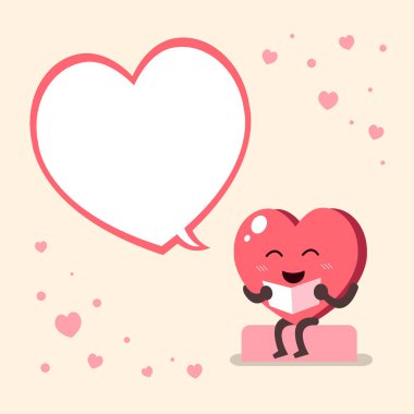 Vektör çizgi film kalp karakteri ile konuşma balonu