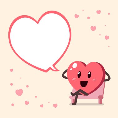 Çizgi film büyük kalp karakteri ile konuşma balonu