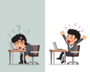 Farklı duygular ifade vektör karikatür işkadını
