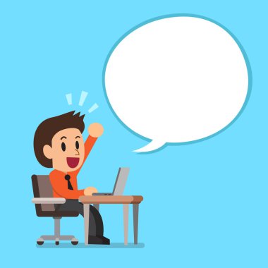 Çizgi film işadamı ile beyaz konuşma balonu