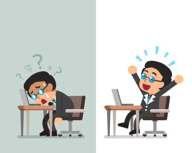 Farklı duygular ifade vektör karikatür işadamı