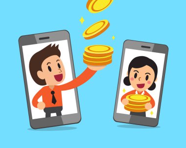 Çizgi film iş adamları ve akıllı telefonlar için fazladan para