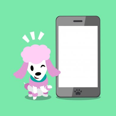 Çizgi film karakteri kaniş köpek ve büyük smartphone