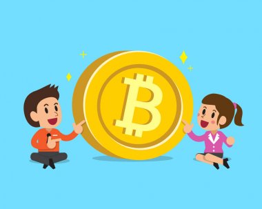 Cryptocurrency kavramı işadamı ve büyük para ile iş kadını