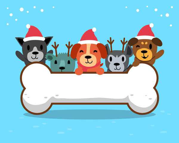 Merry christmas cute dogs with big bone