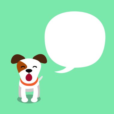 Çizgi film karakteri bir jack russell terrier köpek ve konuşma balonu için tasarım.