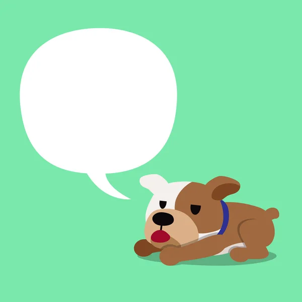 Karikatúra Karakter Bulldog Beszéd Buborék Design — Stock Vector