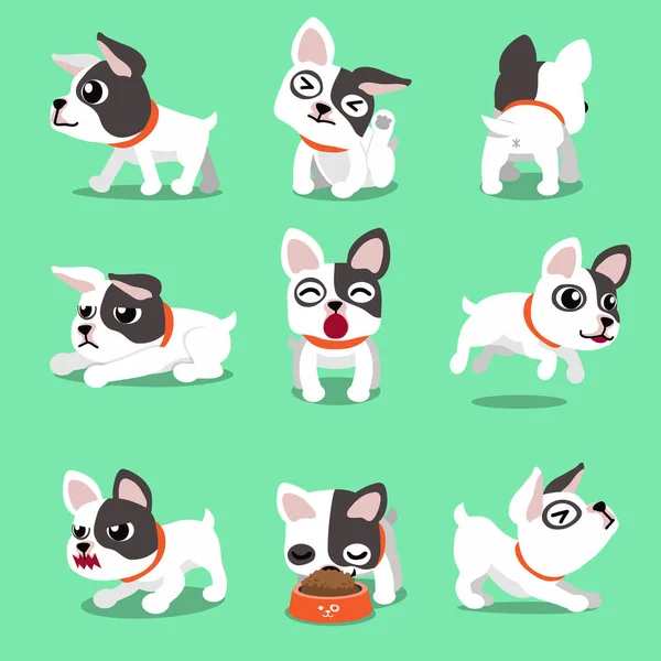 Personagem Desenhos Animados Francês Bulldog Poses Para Design — Vetor de Stock