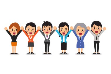 Çizgi film vektör mutlu iş takım tasarım için.