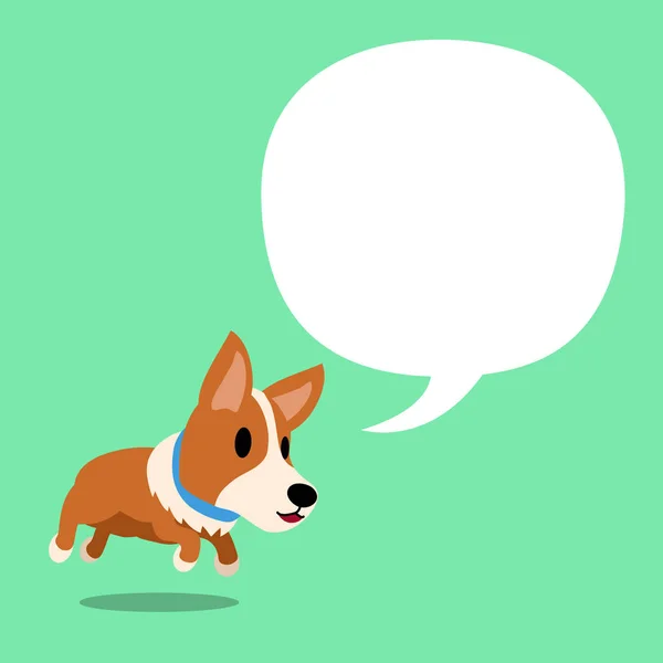 Çizgi Film Karakteri Corgi Köpek Bir Beyaz Konuşma Balonu — Stok Vektör