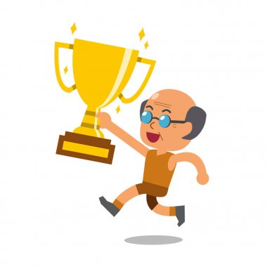 Vektör karikatür spor komuta sizde büyük Altın Kupa Kupası Ödülü tutan