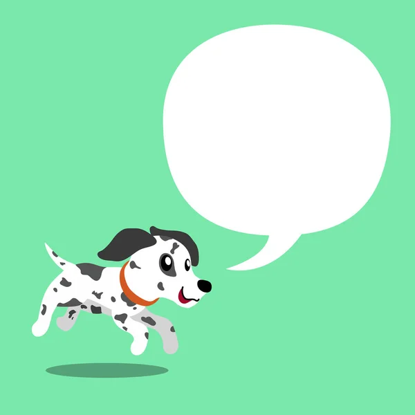 Σκυλί Δαλματίας Χαρακτήρα Κινουμένων Σχεδίων Και Ένα Λευκό Συννεφάκι Ομιλίας — Διανυσματικό Αρχείο