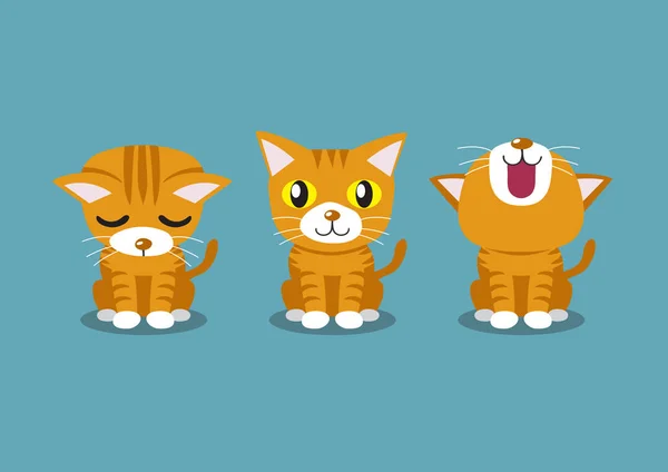 Personagem Desenho Animado Vetorial Tabby Gato Poses Para Design — Vetor de Stock