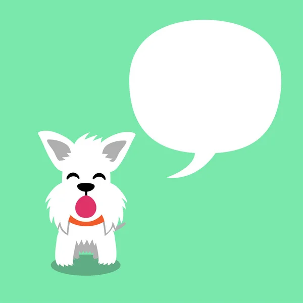 Rajzfilm Karakter Aranyos Fehér Skót Terrier Kutya Beszéd Buborék Design — Stock Vector