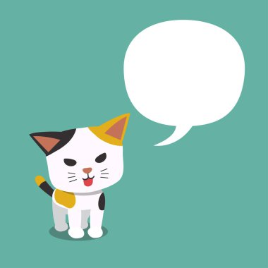 Çizgi film karakteri, tasarım için konuşma balonu olan sevimli kedi..