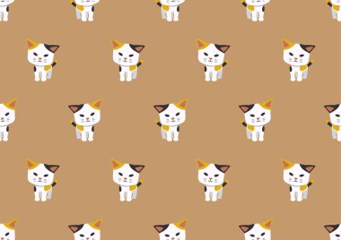 Tasarım için çizgi film vektör karakteri şirin kedisiz desen arkaplanı.