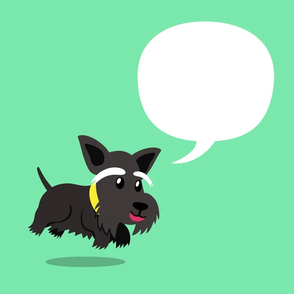 Desenhos Animados Personagem Bonito Preto Escocês Terrier Cão Com Bolha —  Vetores de Stock