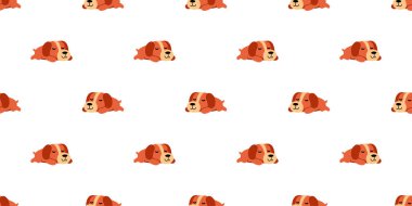 Tasarım için vektör uyuyan köpek kusursuz arkaplan çizgi film biçimi.