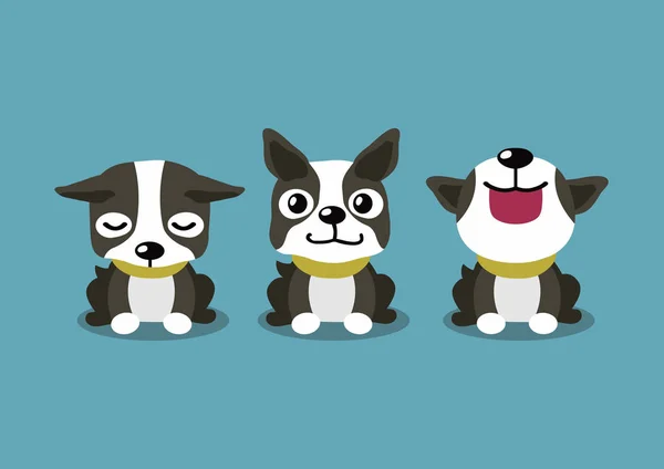 Τεριέ Της Βοστώνης Σκύλος Cartoon Χαρακτήρα Που Θέτει Για Σχεδιασμό — Διανυσματικό Αρχείο