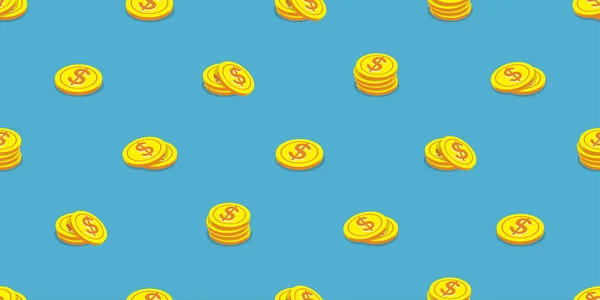 Vektor Money Coins Nahtlose Muster Hintergrund Cartoon Stil Für Das — Stockvektor